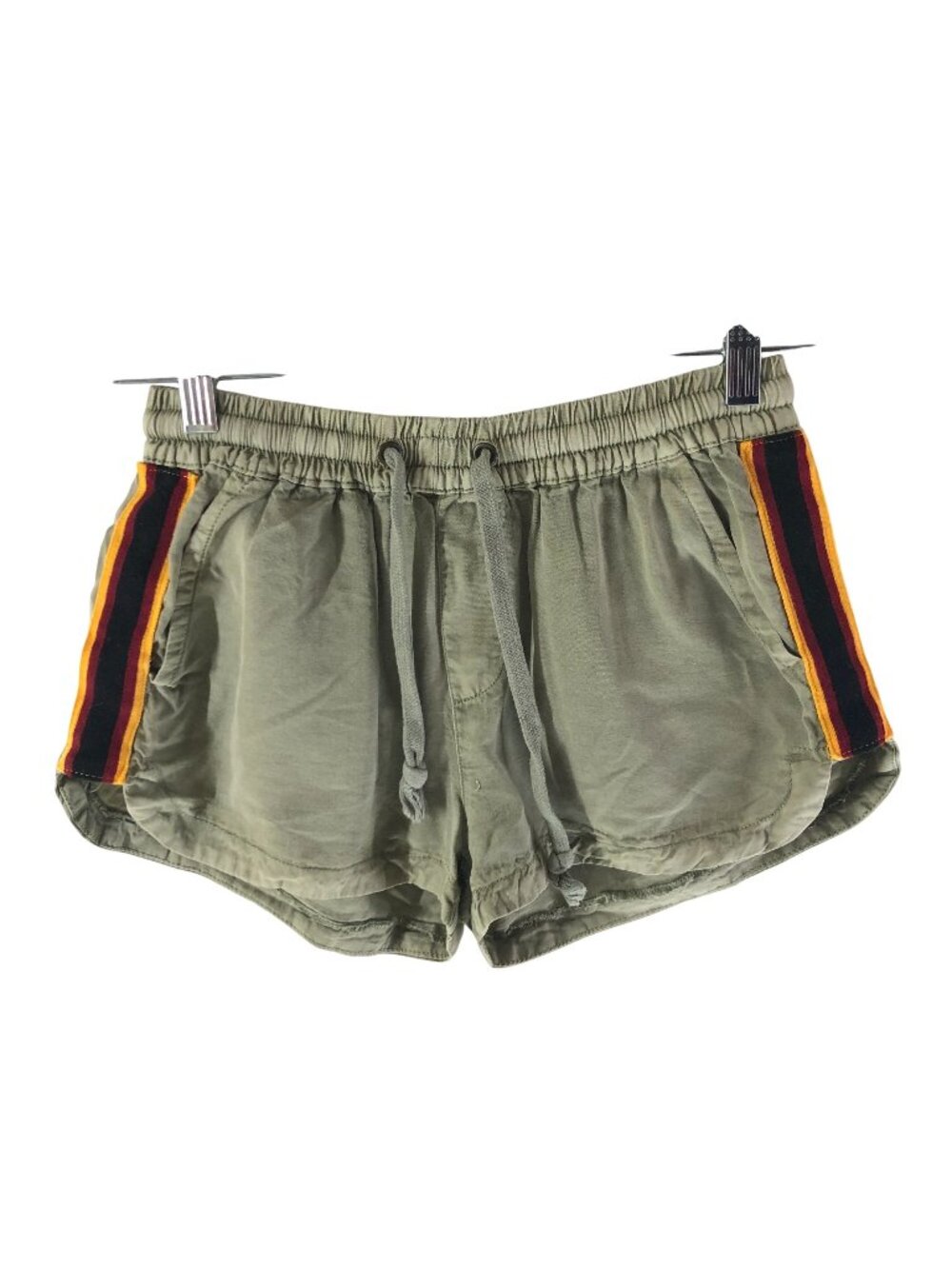 Vintage Havana Womens Olive Green Drawstring Shorts Tuxedo Stripe Size Small